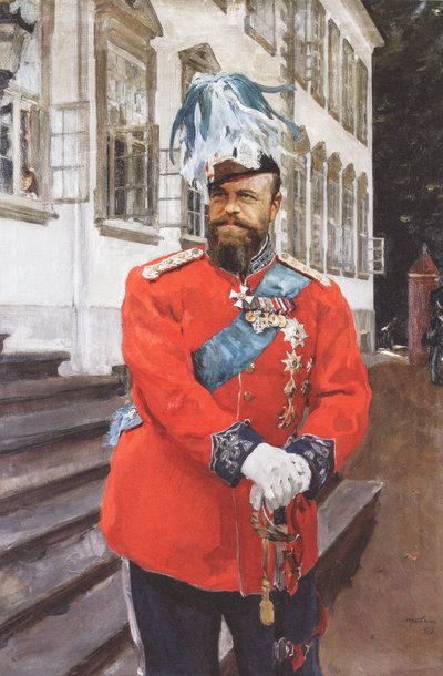 Alexander III. in der Uniform der dänischen königlichen Leibgarde von Valentin Aleksandrovich Serov